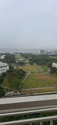an aerial view of a city with a highway at Villa Felize Homestay at Torre de Manila in Manila