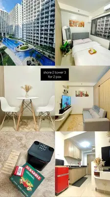 a collage of four pictures of a hotel room at E&C Rentals in Manila