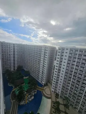 an aerial view of two large white buildings at Shore Residences Mall Of Asia Cj in Manila