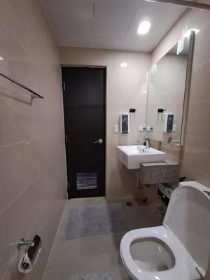 a bathroom with a toilet and a sink at Cozy maple grove studio with hot shower in General Trias