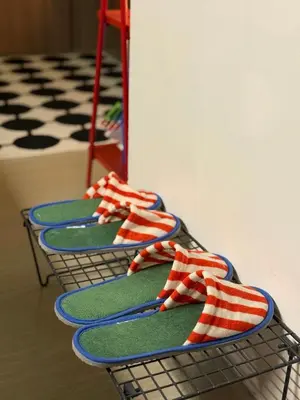 a row of baskets with red and white bows at Euphoria Suites Shore 2 Tower 1 Residences in Manila