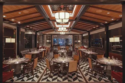 a rendering of a restaurant with tables and chairs at Shangri-La The Fort, Manila in Manila