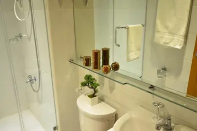 a bathroom with a shower and a toilet and a sink at A Homey Place At Adriatico in Manila