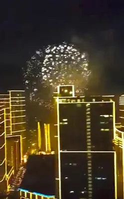 a view of a city at night with lights at Modern Luxury Lower Penthouse Unit in Manila