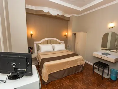 a hotel room with a bed and a television at Urban Travellers Hotel in Manila