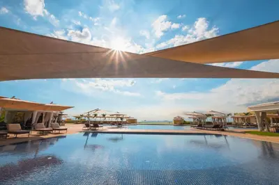 a view of a swimming pool at a resort at Okada Manila in Manila