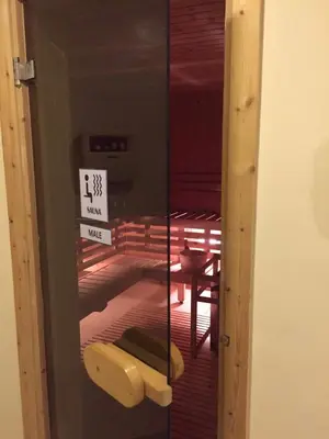 a glass door with a view of a room at 101 Newport City near NAIA 3, Pasay City in Manila