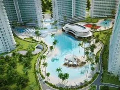 arial view of a swimming pool in a resort at Azure C6 Balcony Wifi near Mall Airport MULTIPL UNITS in Manila