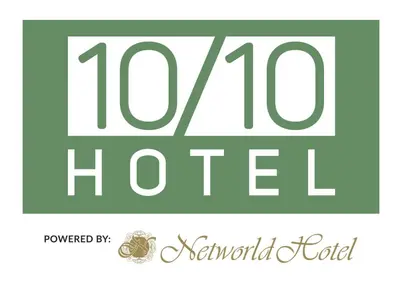a logo for a hotel with the words hop at 1010 Hotel in Manila