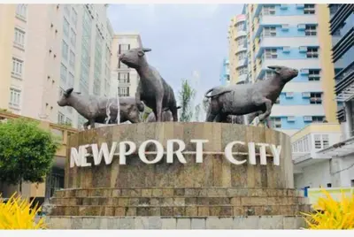 a statue of sheep on top of a newport city at Studio Room Walking Airport, In City Of Newport City in Manila