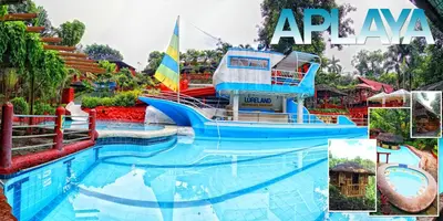 a collage of a water park at an amusement park at Loreland Farm Resort in Antipolo