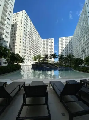 a view of a pool of water in a building at Cozy Space at Shore Residences in Tower D in Manila