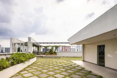 a view of a building with a courtyard at R'Holistay Vista Heights Legarda near CEU San Beda in Manila