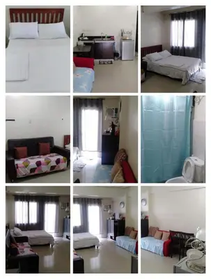 a collage of four photos of a hotel room at KASELDORZHOSTEL TRANSIENT at Moonwalk Paranaque in Manila