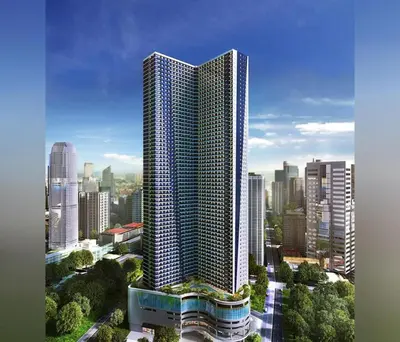 a rendering of a tall building in a city at Fully Furnished 1 Bedroom at SMDC Air Residence with Balcony City View in Manila