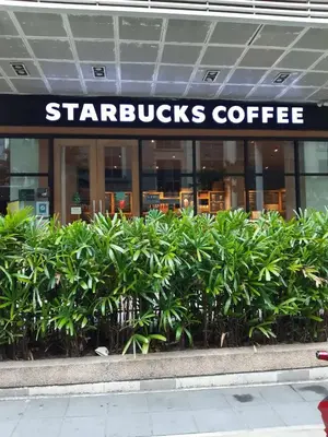 a line of plants in front of a starbucks at Sarasota Residential Resort cluster 4 Unit 6B and 6C by Manny Newport Blvd, across NAIA T3 & near Resorts World Manila, Pasay City in Manila