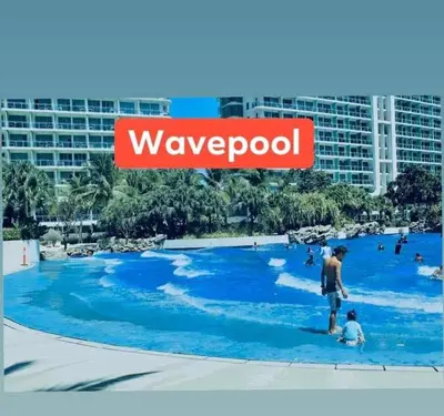 a rendering of a water park at waverpool at AZURE A6 beachpool with Balcony Wifi near mall airport in Manila