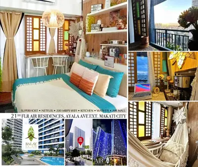 a collage of pictures of a hotel room at Balay Sa Air, Beyond Ordinary at Air Residences Makati in Manila