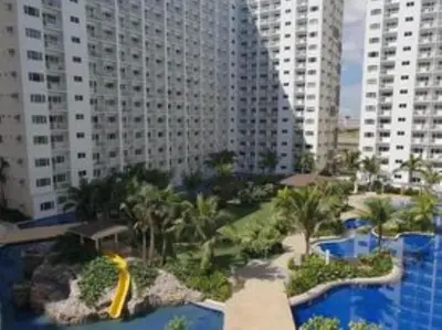 a view of a resort with a water park at Shore Residence D2 - shortwalk Mall of Asia Near Airport in Manila