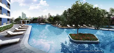 a rendering of a swimming pool on a building at Great View 1 BR Condo in Makati near Trident Tower in Manila