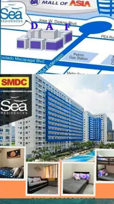 a collage of pictures of a building at 5 Years Legit Staycation Infront of Moa, Arena, Smx, Ikea, Sea Residences Tower A, Near Dfa Macapagal, Ayala Mall, World Trade, Naia123 in Manila