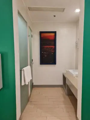 a bathroom with a sink and a painting on the wall at Go Hotels Otis - Manila in Manila