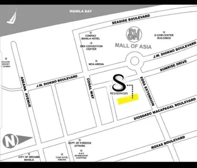 a map of a mall of asia with the s on it at S ResidencesTower 3 - L&R Staycation in Manila