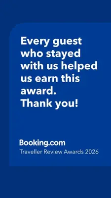 a blue picture with the words every guest who stayed with us helped us earn this at One Palm Tree Villas short walk via Runway Manila NAIA T3 in Manila