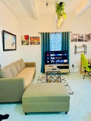 a living room with a couch and a tv at Awesome 2 bedrooms, living & dining area in General Trias
