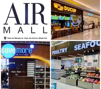 a collage of two pictures of a air mall at Newly Turned 0ver Cond0- Air Makati 1BR with Balcony in Manila