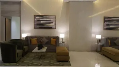 a living room with a couch and a table at 101 Newport Boulevard near NAIA Terminal 3 in Manila