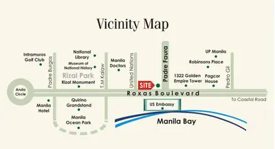 a map of the vvtk map of the korea boulevard at Grand Riviera Suites, US Embassy Comfy, Affordable Studio in Roxas Blvd, Ermita Manila in Manila