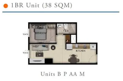 a picture of a floor plan of a house at Kan Emilio Cozy 1BR Apartment in Makati in Manila