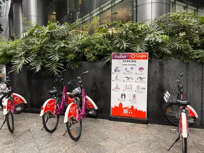 a group of bikes parked next to a sign at Uptown BGC Luxury 1br Suite with Fast Wifi in Manila
