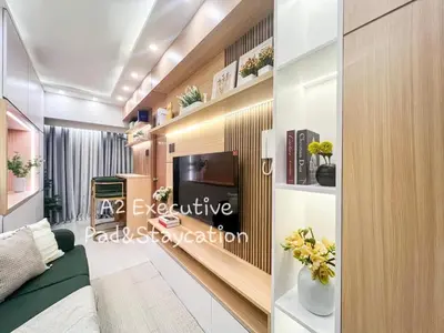 a living room with a tv and some plants at A2 Executive Pad & Staycation in Manila