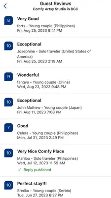 a screenshot of a cell phone screenshot of a list of tasks at Comfy Artsy Studio in BGC in Manila
