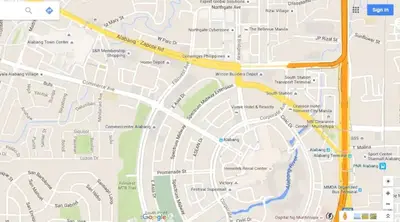 a map with a yellow line on it at WestParc Cedar Alabang in Manila