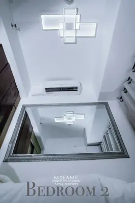 a room with a window and a sign that reads bedroom at 2BR SMDC Premium Unit: FAME Residences 31st FLOOR in Manila