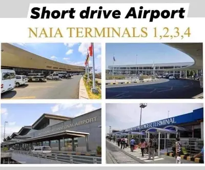 a collage of photos of a airport and a building at Azure Residence A8 Near Sm Mall/Airport +free wifi in Manila