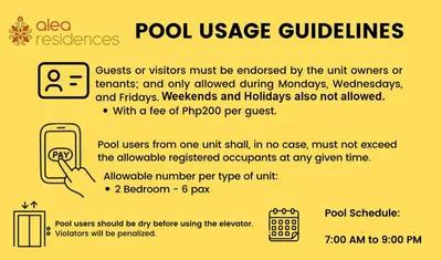 a yellow flyer with a hand holding a cell phone at Alea Residences in Manila