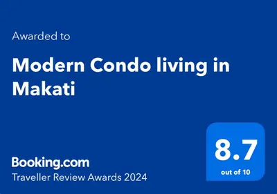 a blue screen with the words modern cordo living in malcolm ontario at Modern Condo Living in Makati in Manila