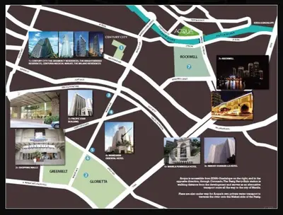 a map of a city with pictures of buildings at 2BR Lower Penthouse @ Acqua Private Residences in Manila
