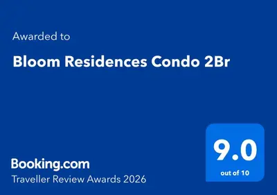 a blue screen with the words brown refugees cordo on it at Bloom Residences Condo 2Br in Manila